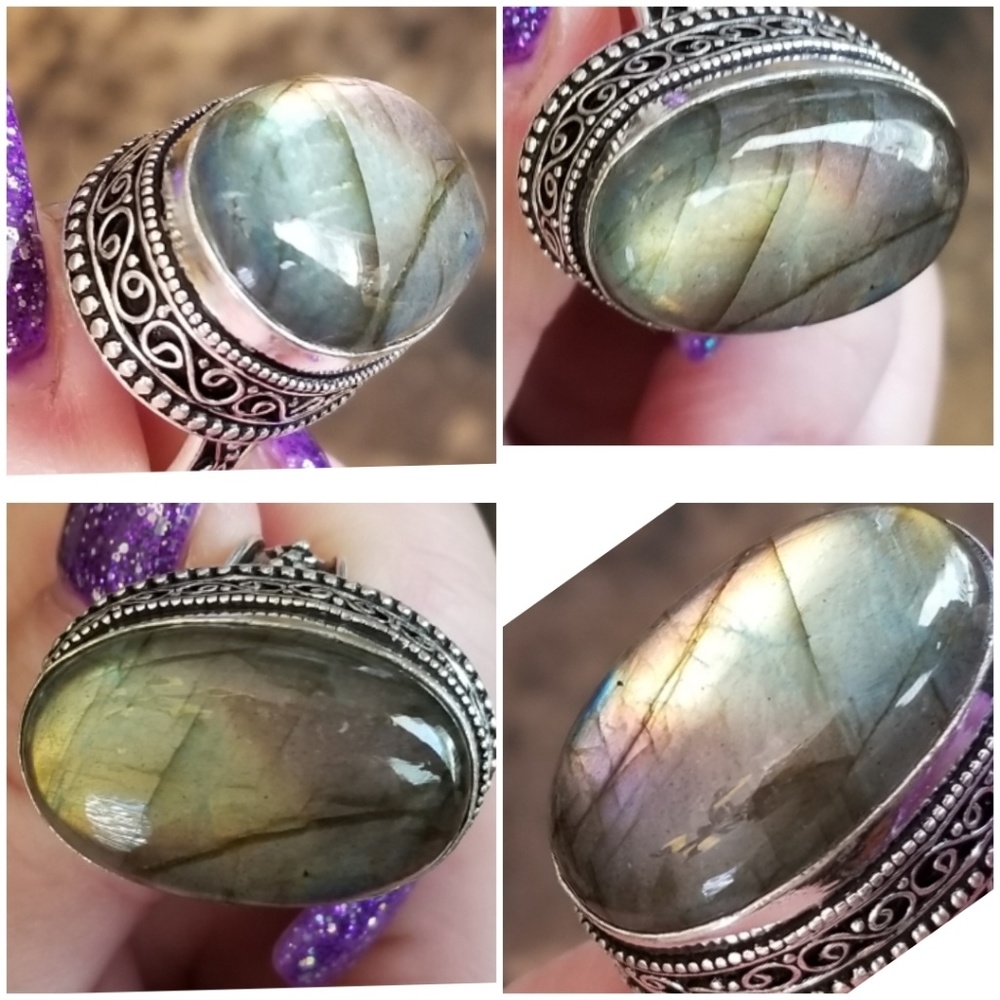 Huge & Regal Laboradorite Ring Size 7